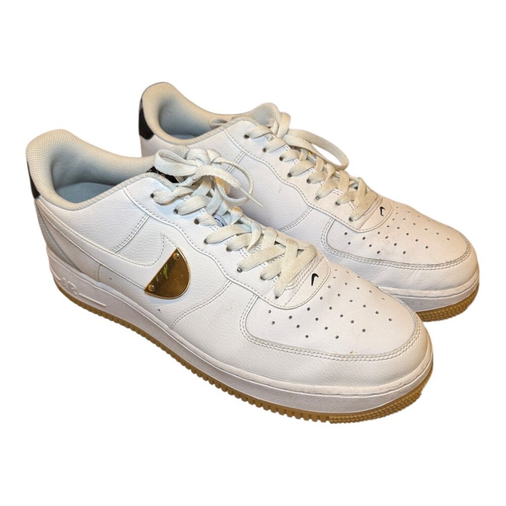 Nike Air Force 1 '07 LV8 NBA Men's Shoes White Pure Platinum CT2298 100 Size 14 - Picture 2 of 10